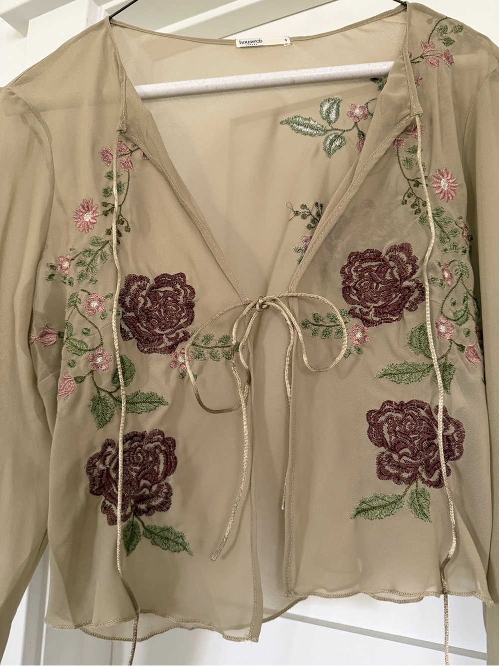 House of CB Beige Sheer Set with Western Floral Embroidery - Picture 4 of 15